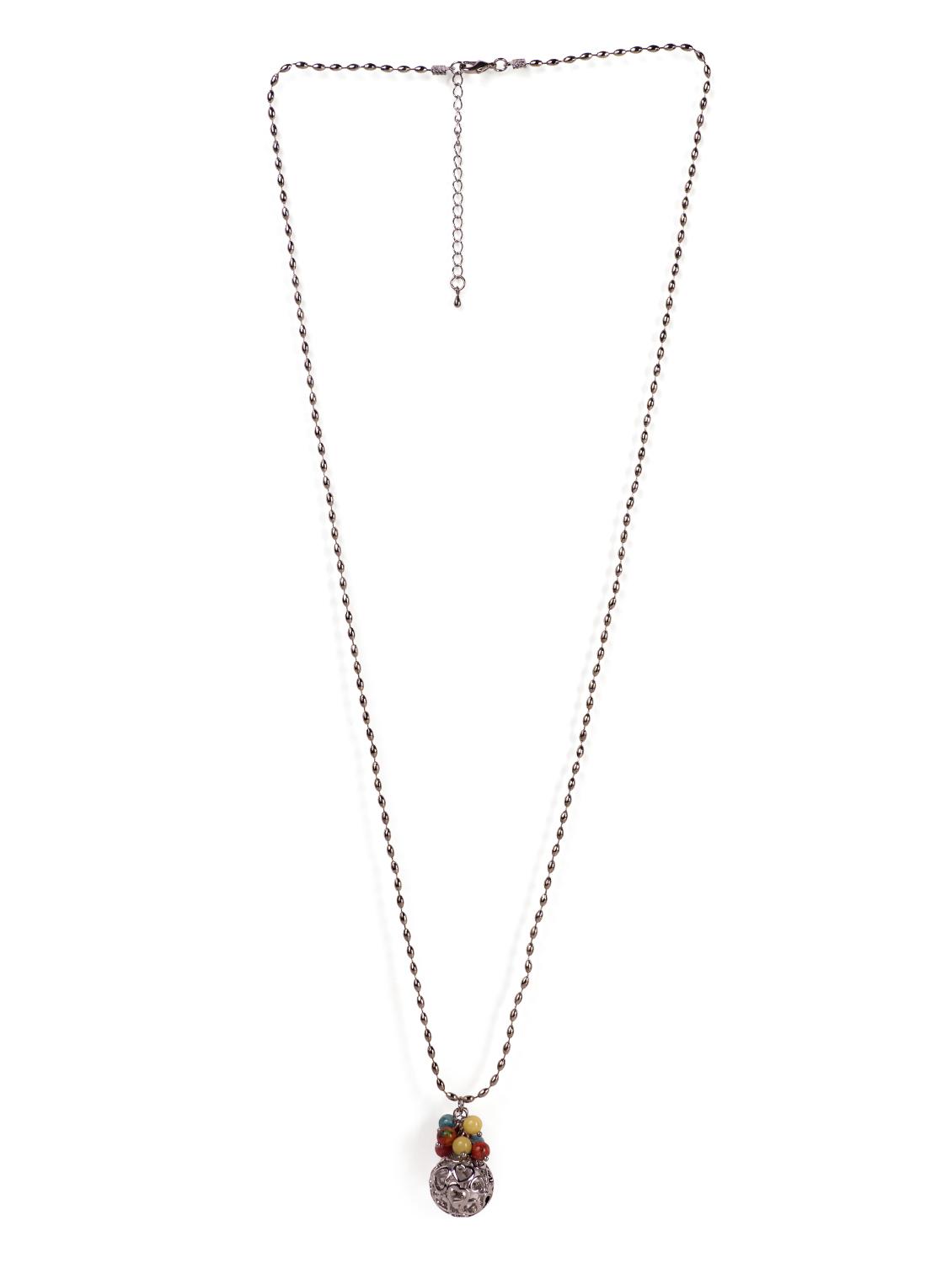 Silver necklace with beaded pendant - 9375 - Zoom Image - 2