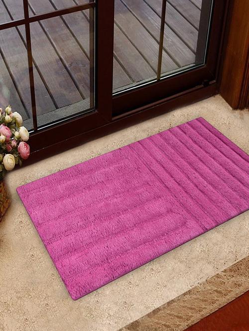 magenta horizontal & vertical stripes bath rug - 939338 - Standard Image - 1