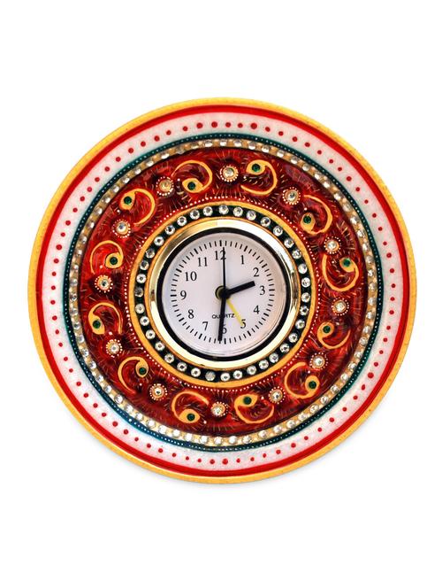 kundan and meena work alarm clock in marble - 940008 - Very Small Image - 1