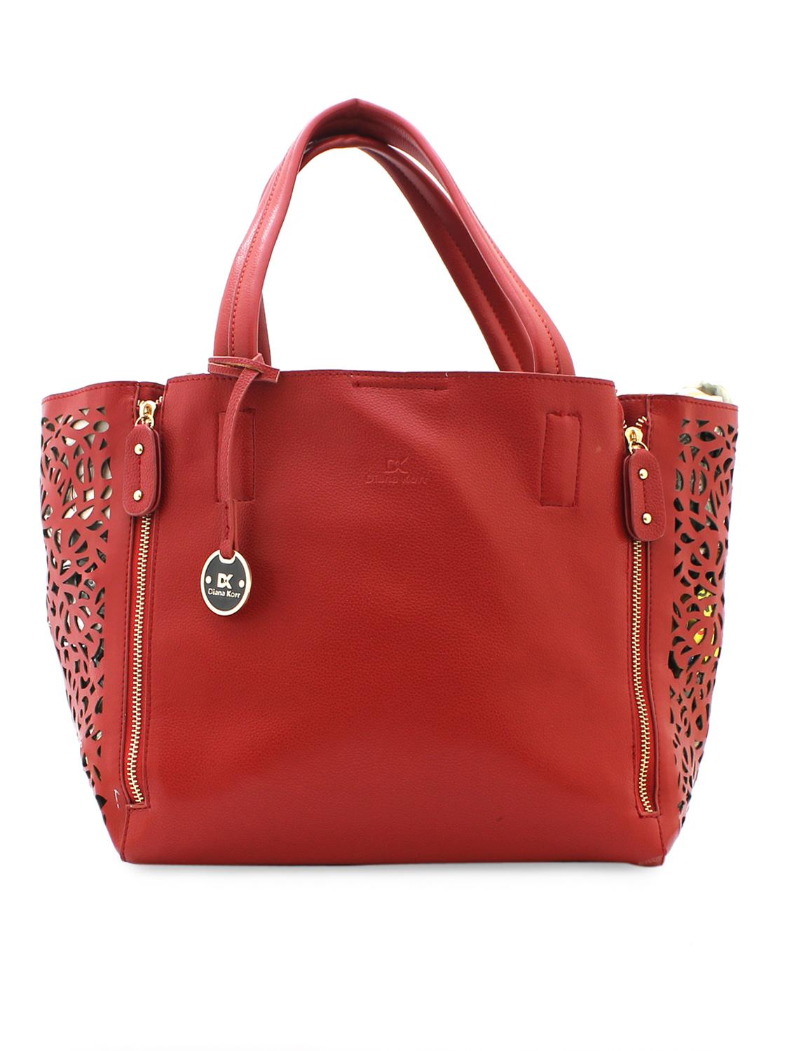 red laser cut handbag