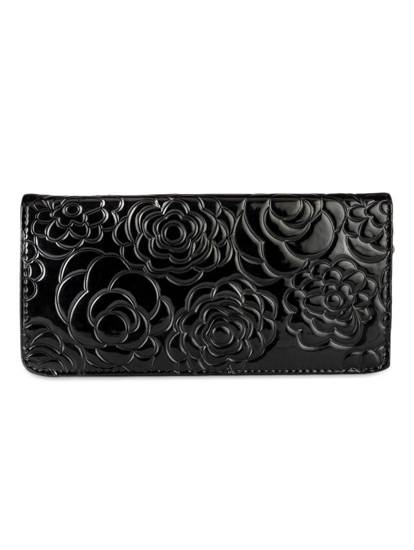 floral textured black wallet - 951067 - Zoom Image - 1