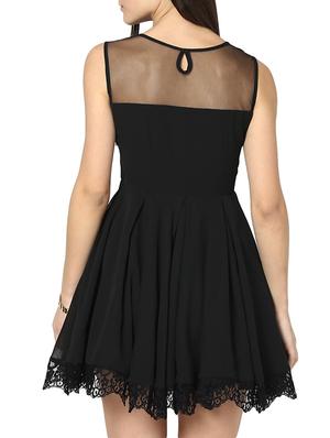 lace trim sheer panel pleated dress - 951502 - Standard Image - 3