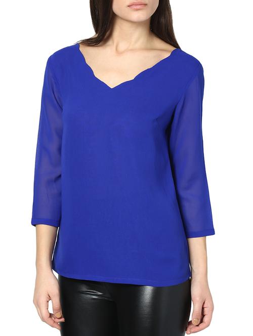 women's straight scalloped neck top - 951531 -  Standard Image - 0