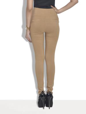 solid beige cotton lycra jeggings - 9540395 - Standard Image - 3