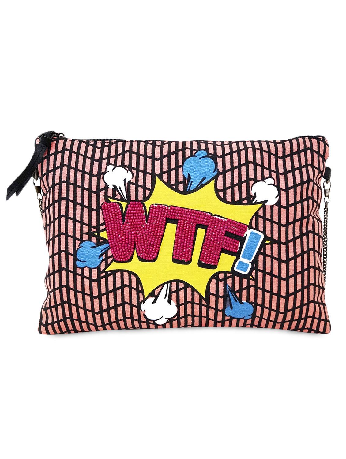 multicolored printed canvas and leatherette sling bag - 9543474 - Zoom Image - 1
