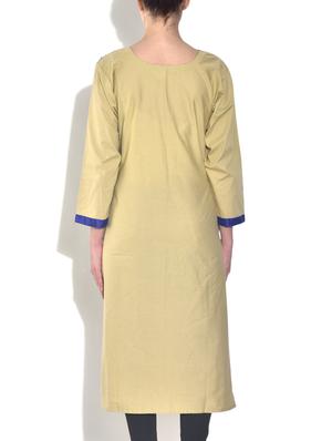 beige embroidered cotton kurti - 9544372 - Standard Image - 3