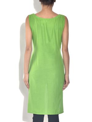 pear green embroidered cotton kurta - 9544374 - Standard Image - 3