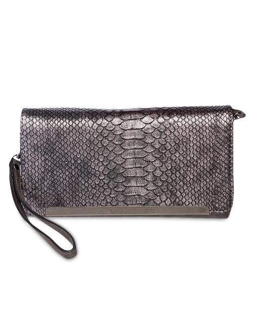 grey printed leatherette clutch - 9545948 - Very Small Image - 1