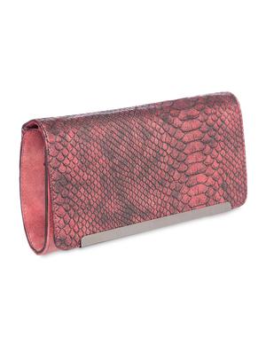 maroon printed leatherette clutch - 9545950 - Standard Image - 4