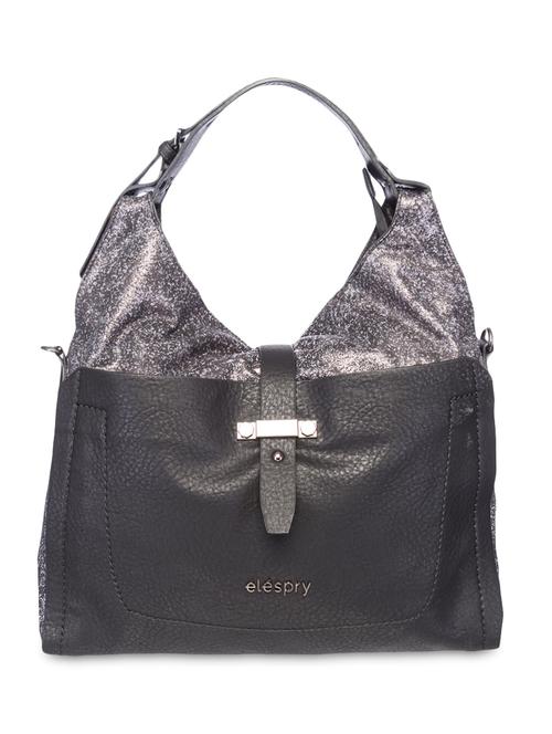 black textured leatherette hobo bag - 9545971 - Standard Image - 1