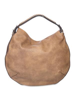 chain embellished brown leatherette hobo bag - 9545980 - Standard Image - 2