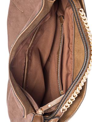 chain embellished brown leatherette hobo bag - 9545980 - Standard Image - 3