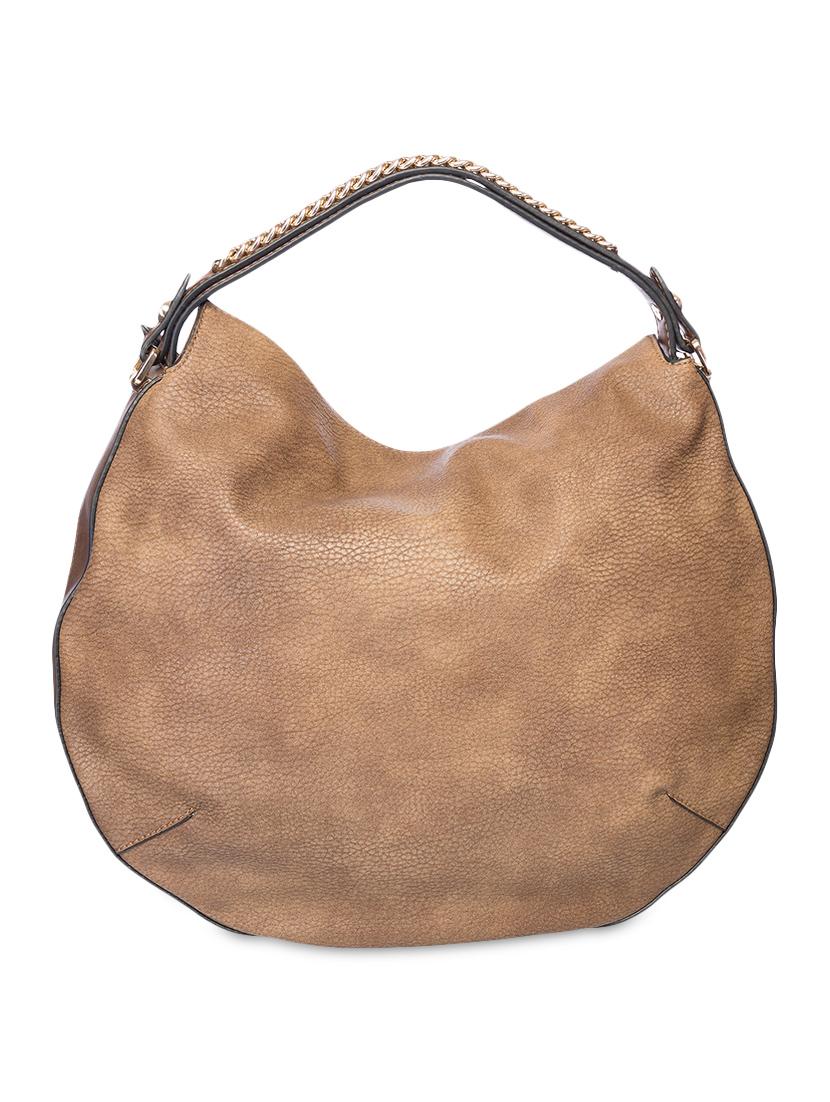chain embellished brown leatherette hobo bag - 9545980 - Zoom Image - 2