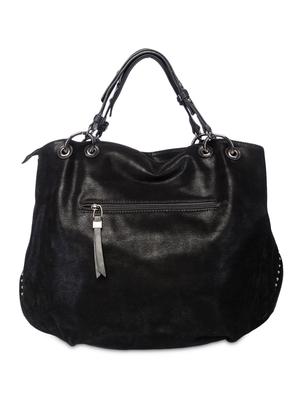 chain embellished black leatherette tote - 9545983 - Standard Image - 2