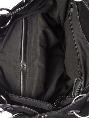 chain embellished black leatherette tote - 9545983 - Standard Image - 3