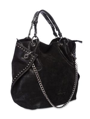 chain embellished black leatherette tote - 9545983 - Standard Image - 5