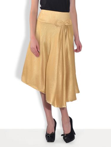 Gold asymmetrical Silk Dress with Bow - 9548558 - Very Small Image - 1