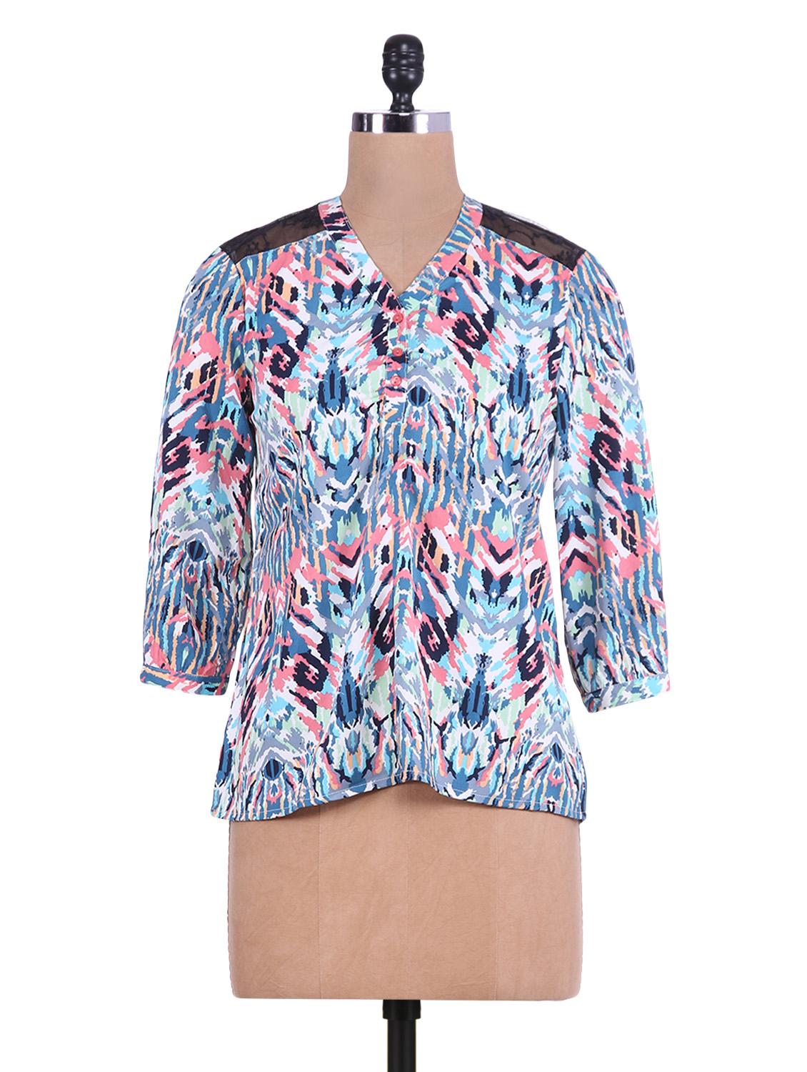 embroidered lace panel button-up Top - 9552365 - Zoom Image - 1