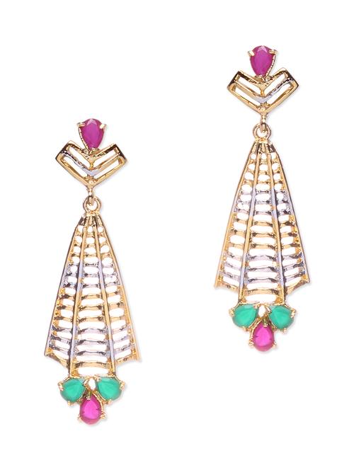 dual toned stone embellished earrings - 9552803 - Standard Image - 1