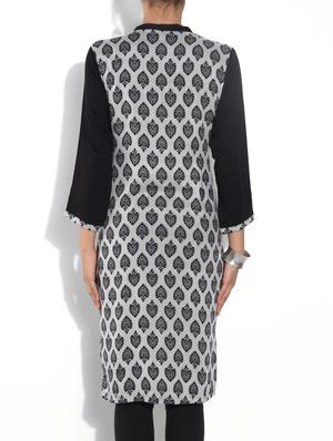 black rayon straight kurta - 9553539 - Standard Image - 3