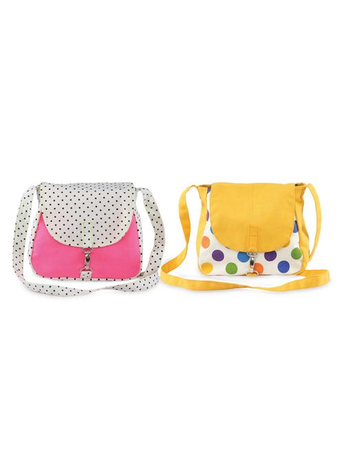 multicolored polka dots canvas sling bags combo - 9553594 - Standard Image - 1