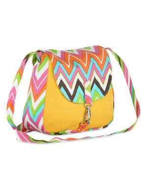 yellow printed canvas sling bags combo - 9553620 - Standard Image - 6