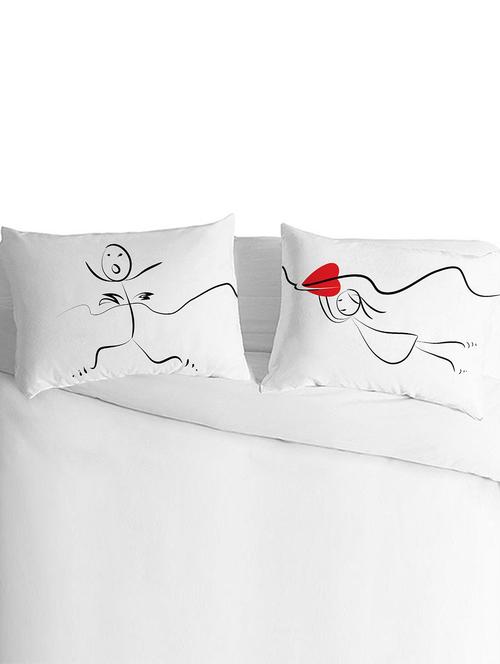 white polyester silk pillow covers set of 2 - 9555004 - Standard Image - 1
