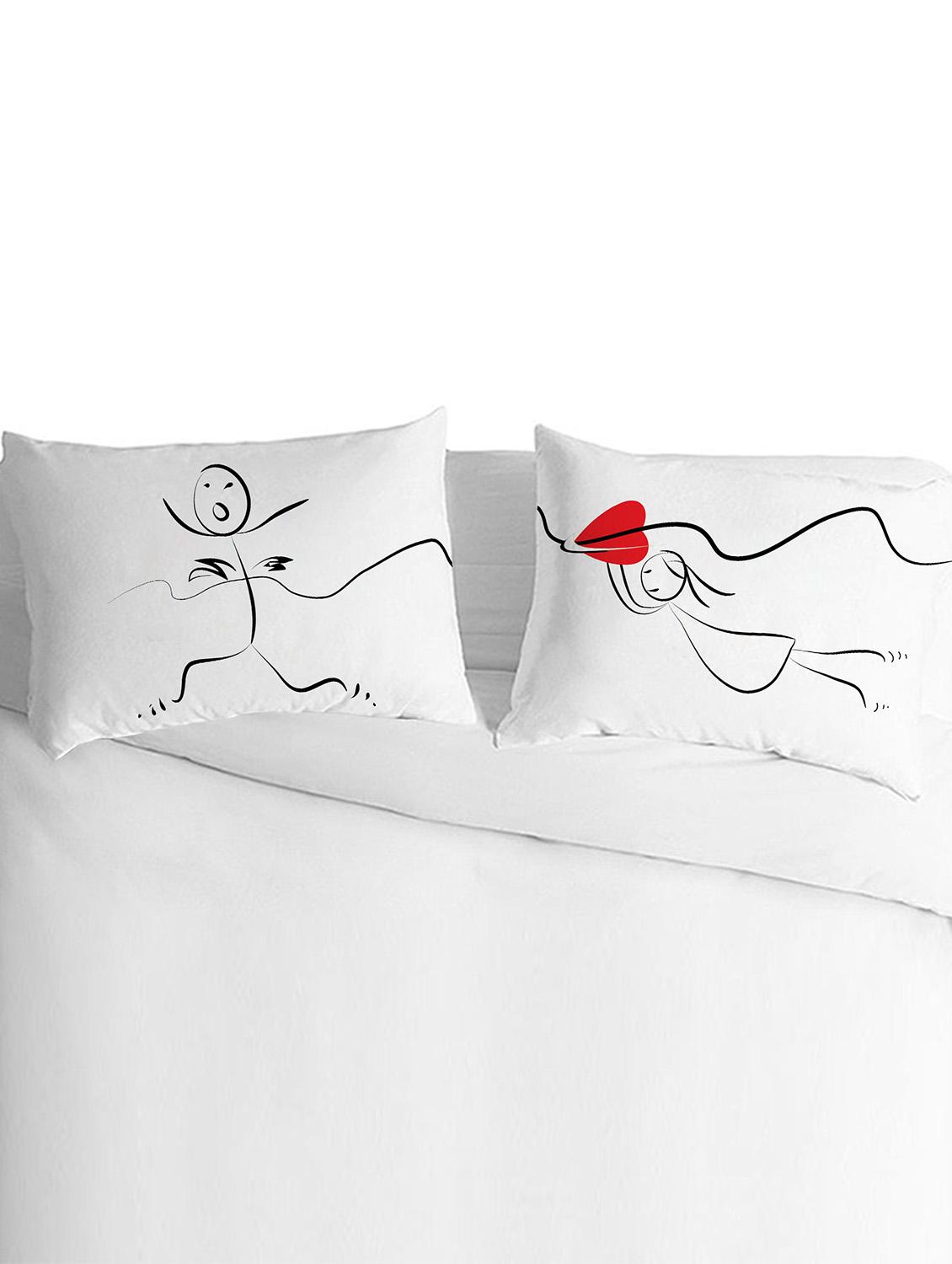 white polyester silk pillow covers set of 2 - 9555004 - Zoom Image - 1