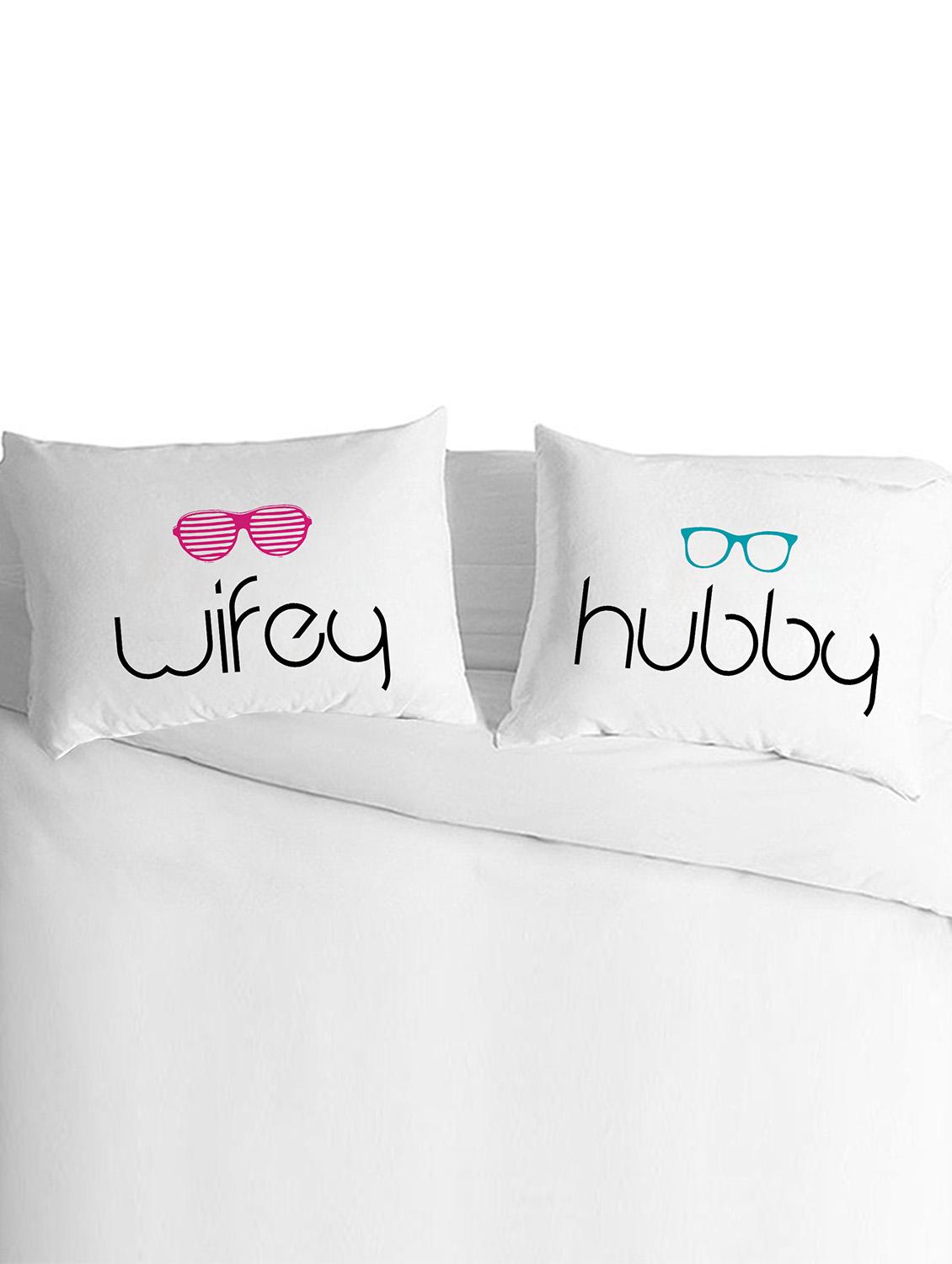 white polyester silk pillow covers set of 2 - 9555010 - Zoom Image - 1