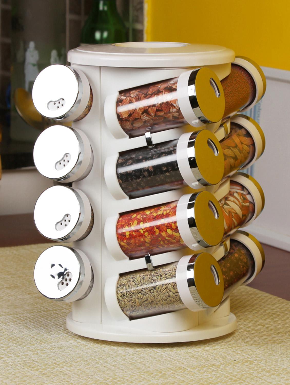 JVS Majestic Spice Tower Solid White with Crome set of Sixteen Pieces - 9555790 - Zoom Image - 1