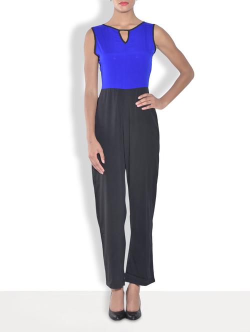 black and blue crepe jumpsuit - 9557935 - Standard Image - 1