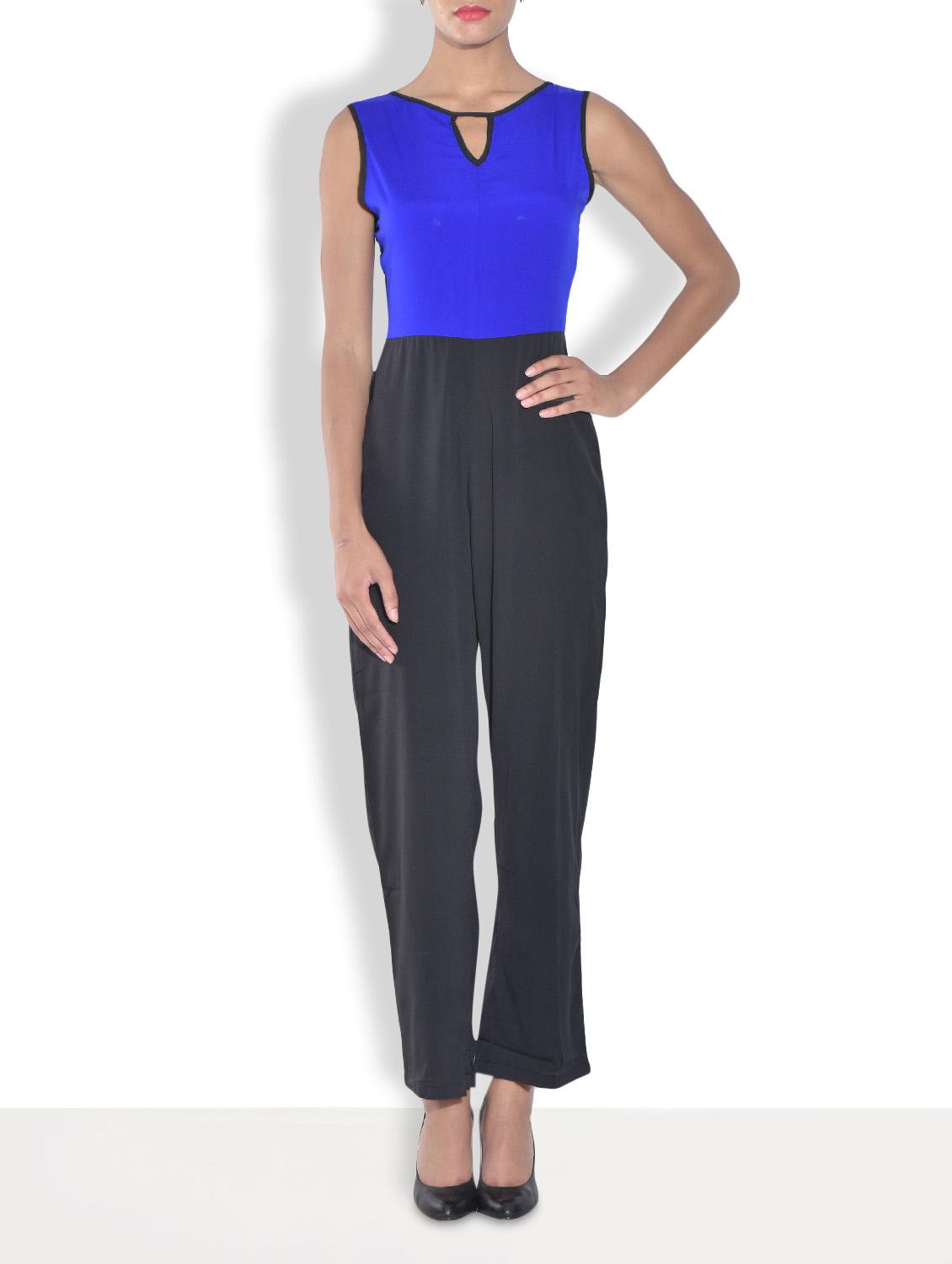 black and blue crepe jumpsuit - 9557935 - Zoom Image - 1
