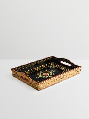 black and gold wooden painted serving tray (set of 2) - 9559672 - Standard Image - 4