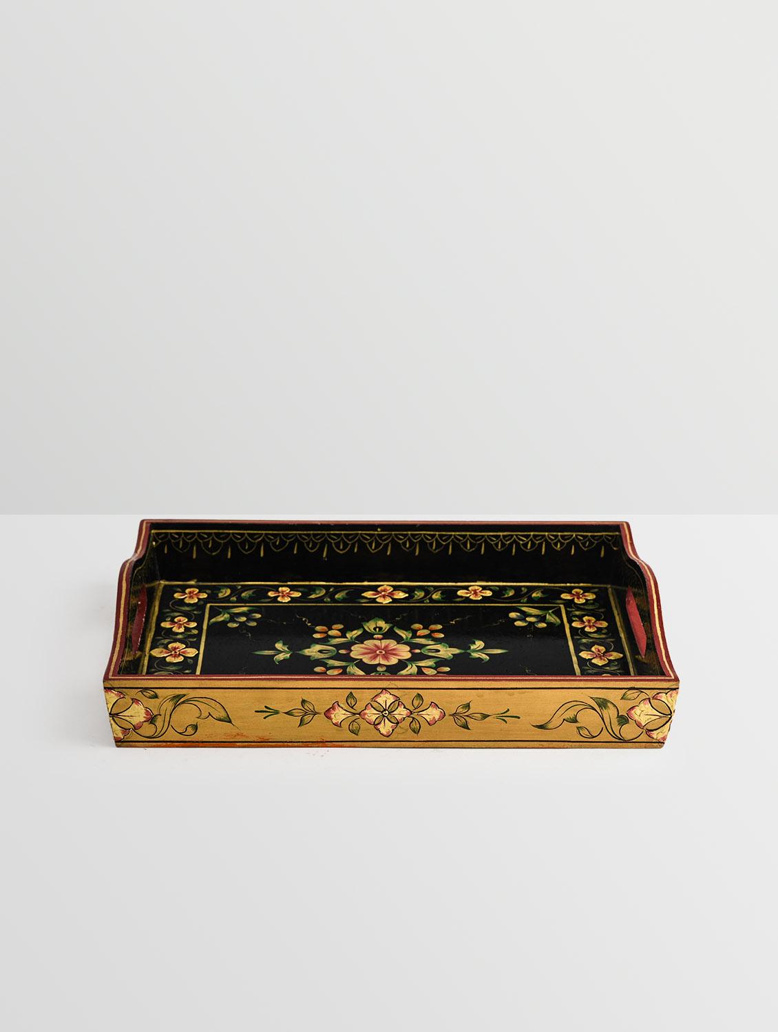 black and gold wooden painted serving tray (set of 2) - 9559672 - Zoom Image - 3
