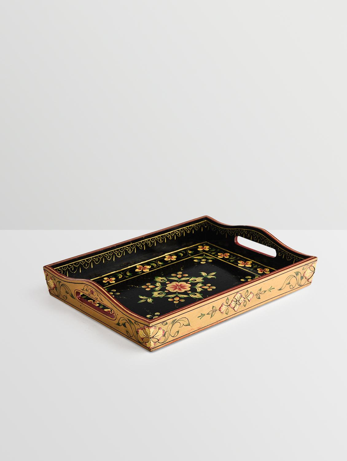 black and gold wooden painted serving tray (set of 2) - 9559672 - Zoom Image - 4