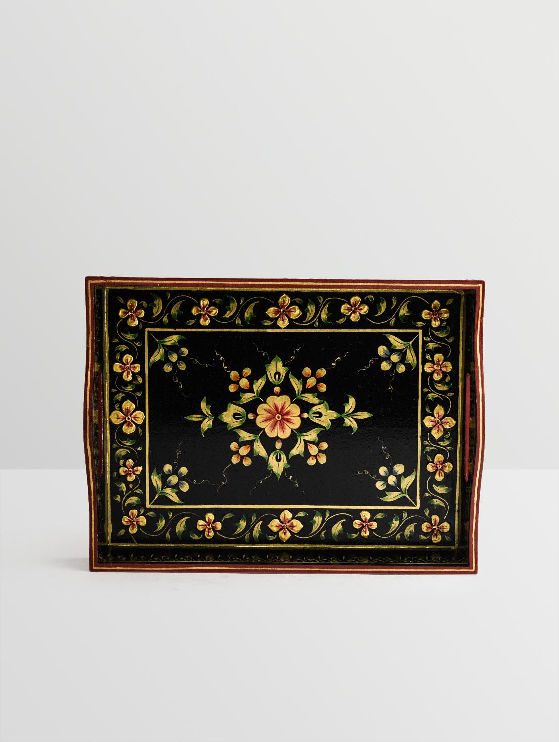 black and gold wooden painted serving tray (set of 2) - 9559672 - Zoom Image - 6
