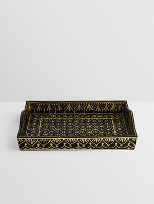 black and gold wooden painted serving tray (set of 2) - 9559673 - Standard Image - 3