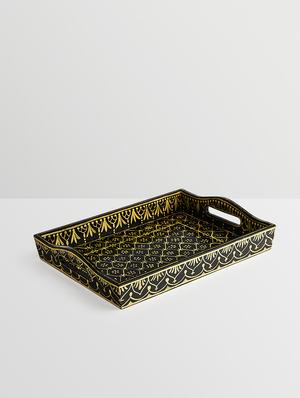 black and gold wooden painted serving tray (set of 2) - 9559673 - Standard Image - 4