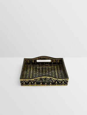 black and gold wooden painted serving tray (set of 2) - 9559673 - Standard Image - 5
