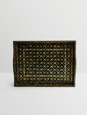 black and gold wooden painted serving tray (set of 2) - 9559673 - Standard Image - 6