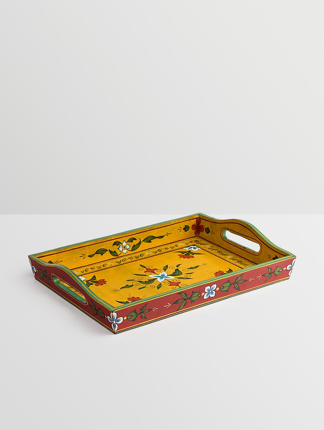 yellow wooden painted serving tray (set of 2) - 9559674 - Zoom Image - 4