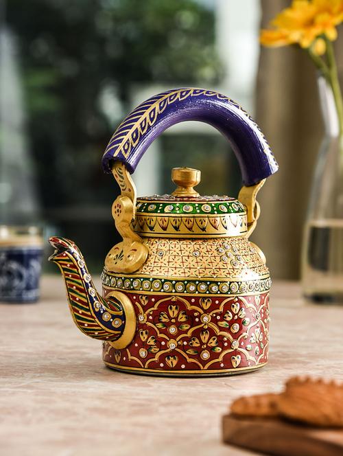 gold aluminium hand painted kettle - 9559700 - Standard Image - 1