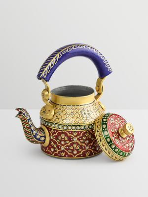 gold aluminium hand painted kettle - 9559700 - Standard Image - 4