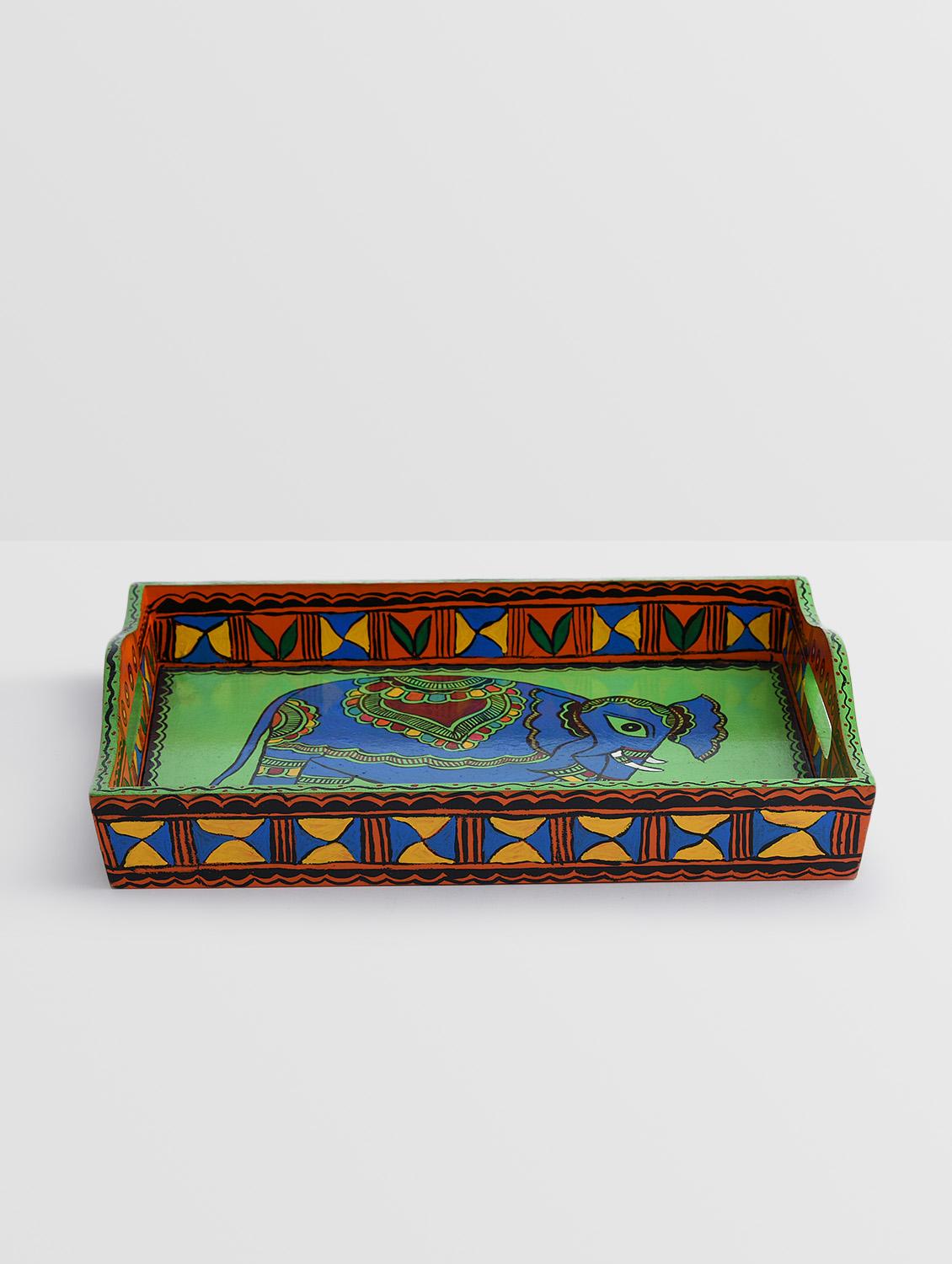 multicoloured wooden hand painted tray - 9559718 - Zoom Image - 2