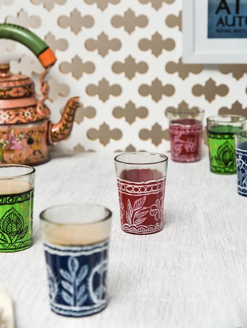 multicolored painted tea glass (set of 6) - 9559729 - Standard Image - 1