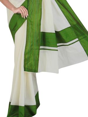 white cotton bordered saree with blouse - 9565451 - Standard Image - 2
