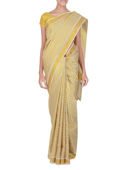 beige cotton woven saree with blouse - 9565457 - Standard Image - 1