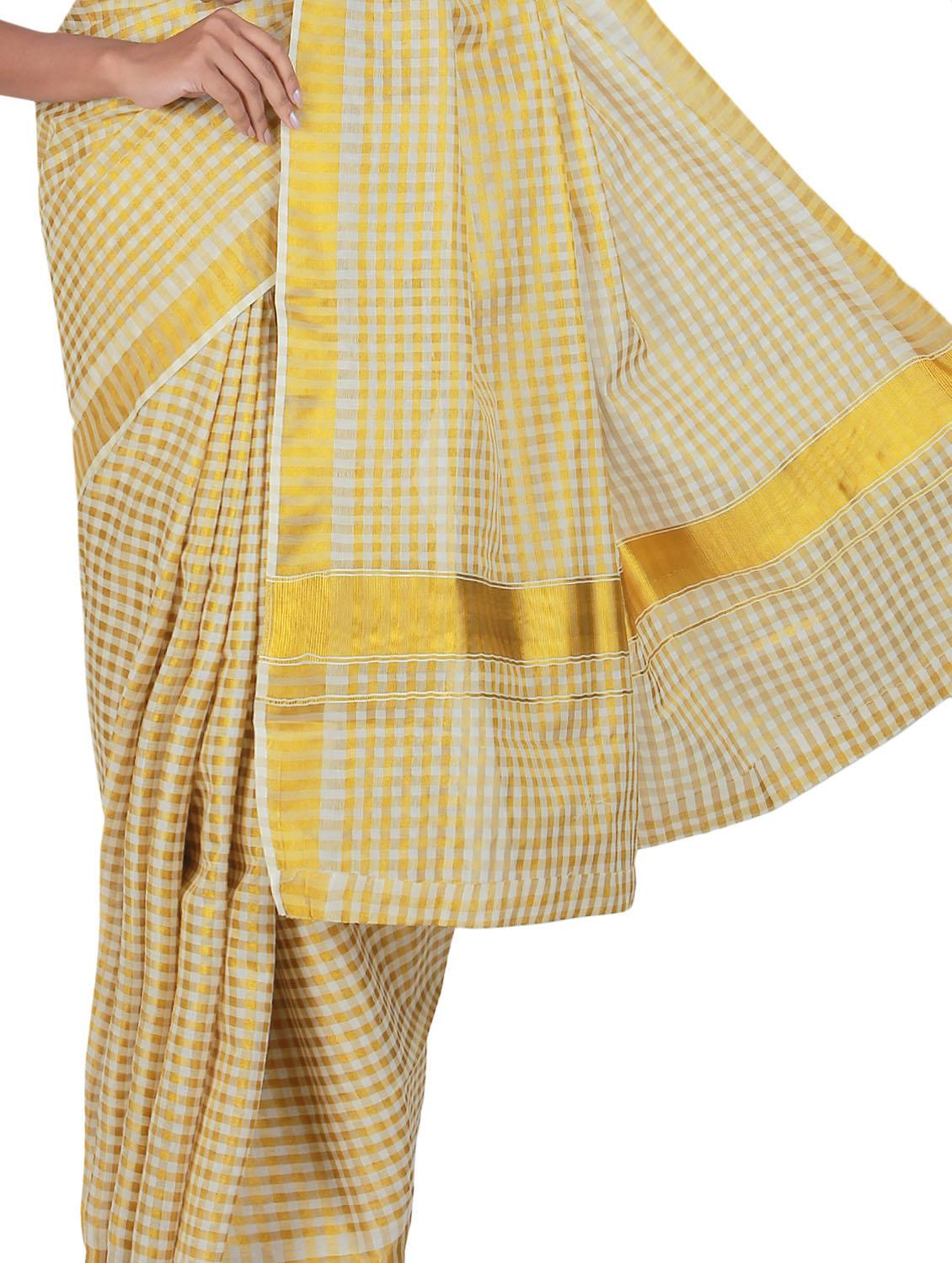 beige cotton woven saree with blouse - 9565457 - Zoom Image - 2