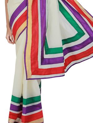 white cotton kasavu saree with blouse - 9565460 - Standard Image - 2