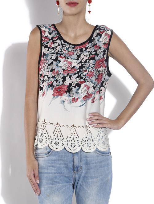 floral die cut scallop hem top - 9565502 - Standard Image - 1